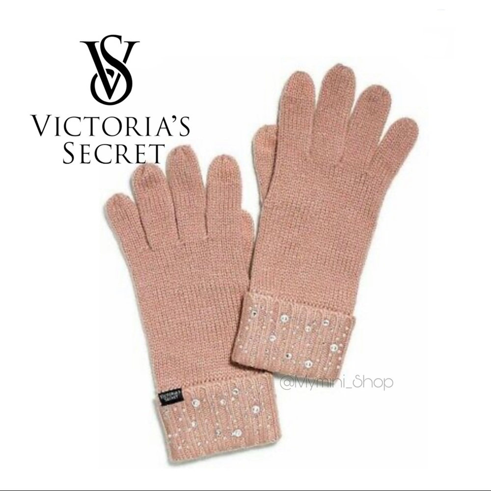 New Victoria’s Secret Pale Pink Gloves with Rhinestone